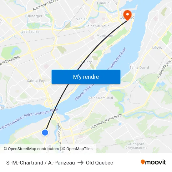 S.-M.-Chartrand / A.-Parizeau to Old Quebec map