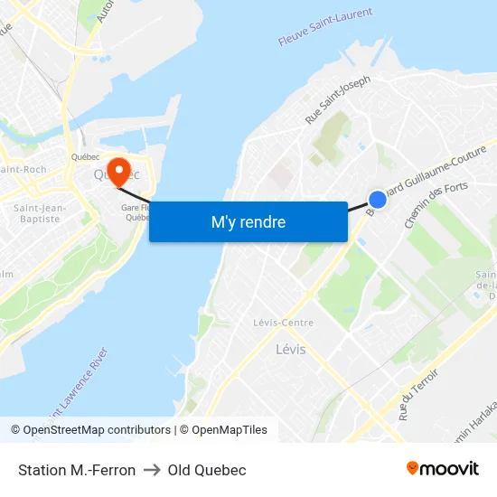 Station M.-Ferron to Old Quebec map