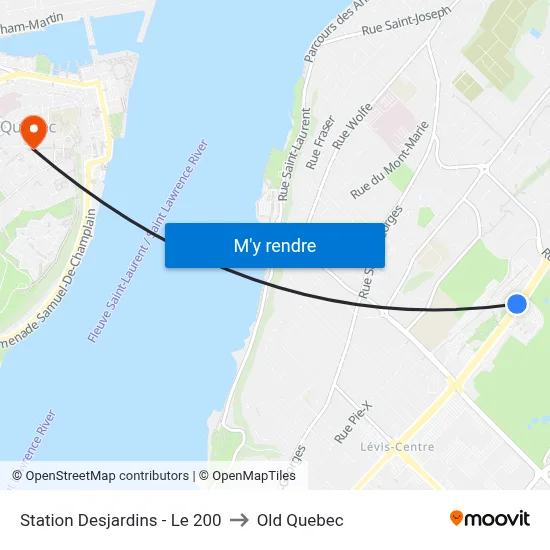 Station Desjardins - Le 200 to Old Quebec map