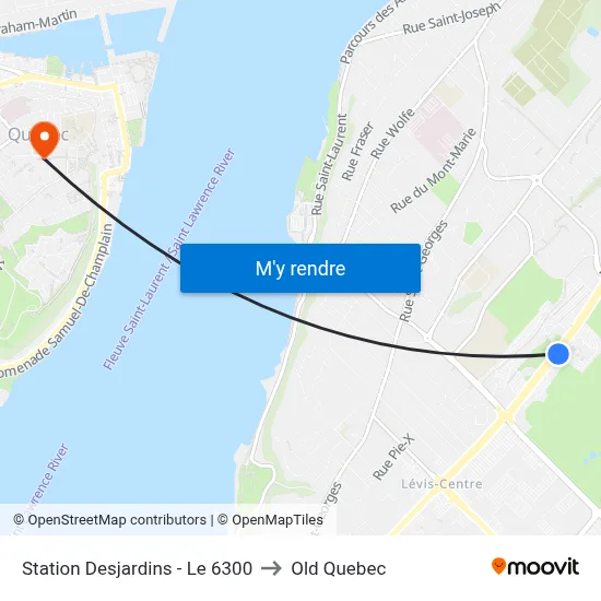 Station Desjardins - Le 6300 to Old Quebec map