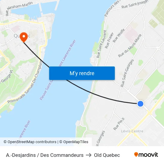 A.-Desjardins / Des Commandeurs to Old Quebec map
