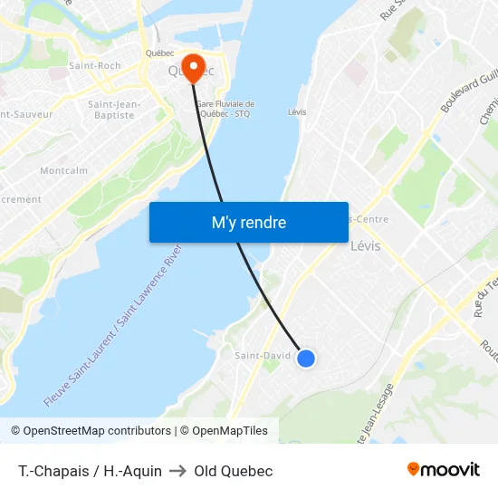 T.-Chapais / H.-Aquin to Old Quebec map