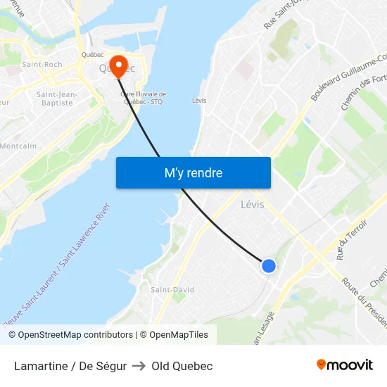 Lamartine / De Ségur to Old Quebec map