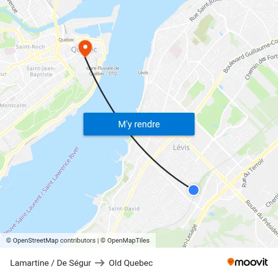 Lamartine / De Ségur to Old Quebec map