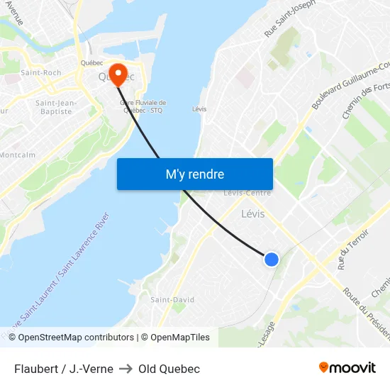 Flaubert / J.-Verne to Old Quebec map
