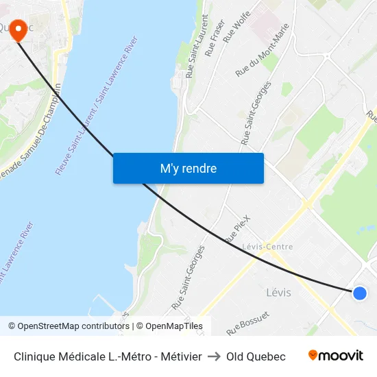 Clinique Médicale L.-Métro - Métivier to Old Quebec map