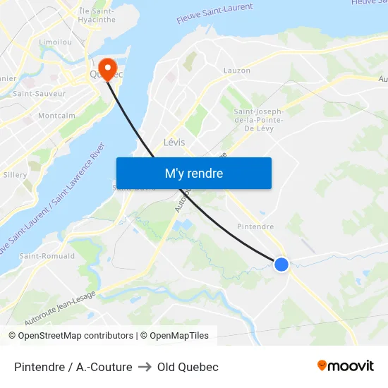 Pintendre / A.-Couture to Old Quebec map