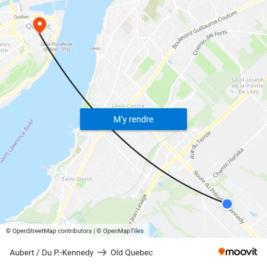 Aubert / Du P.-Kennedy to Old Quebec map