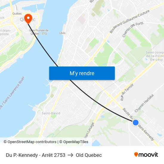 Du P.-Kennedy - Arrêt 2753 to Old Quebec map