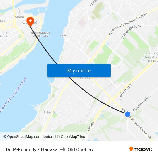Du P.-Kennedy / Harlaka to Old Quebec map