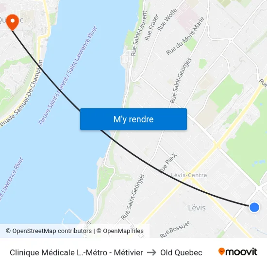 Clinique Médicale L.-Métro - Métivier to Old Quebec map
