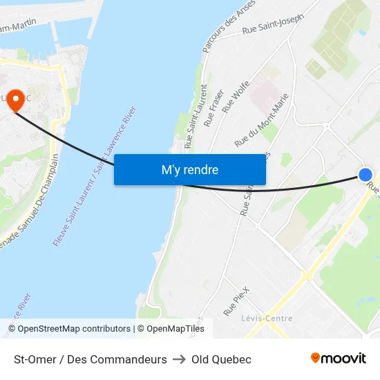 St-Omer / Des Commandeurs to Old Quebec map