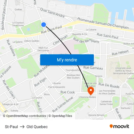 St-Paul to Old Quebec map