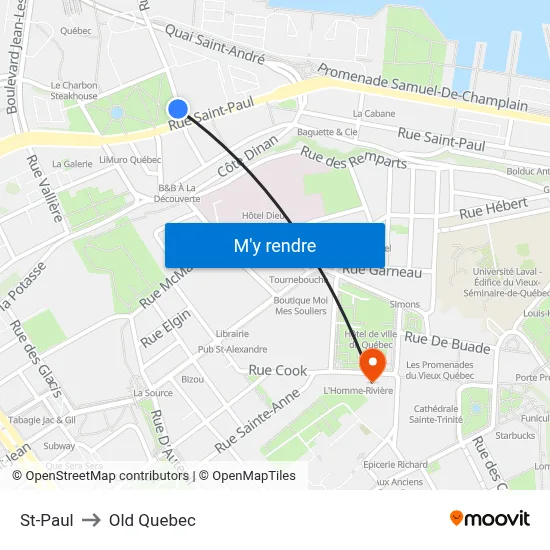 St-Paul to Old Quebec map