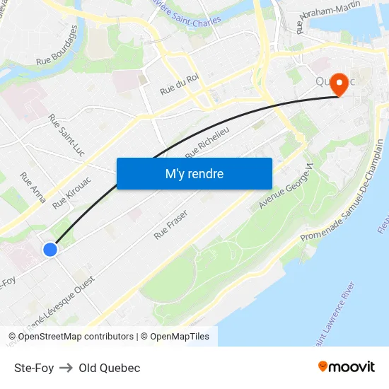 Ste-Foy to Old Quebec map
