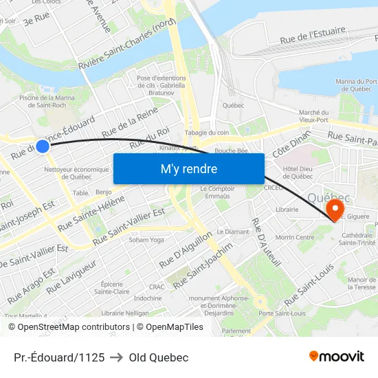 Pr.-Édouard/1125 to Old Quebec map