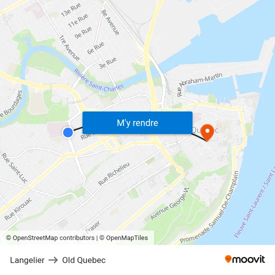 Langelier to Old Quebec map