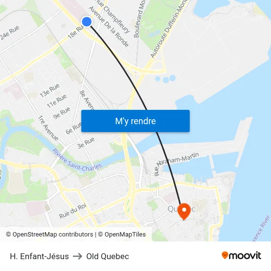 H. Enfant-Jésus to Old Quebec map