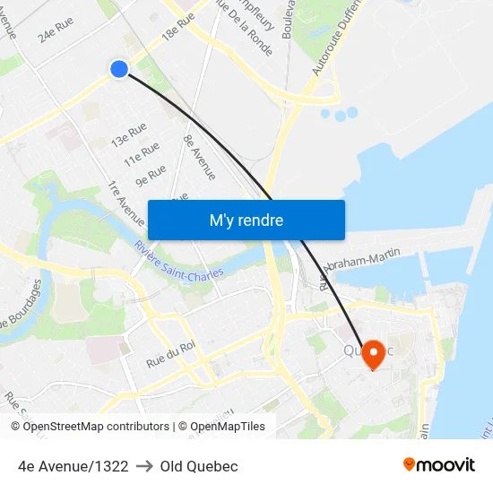 4e Avenue/1322 to Old Quebec map