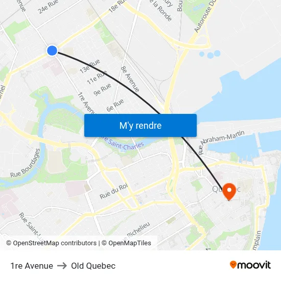 1re Avenue to Old Quebec map