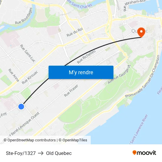 Ste-Foy/1327 to Old Quebec map