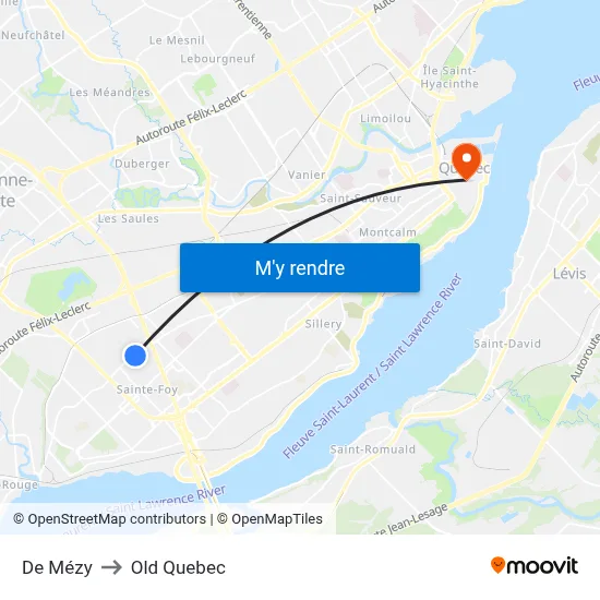 De Mézy to Old Quebec map