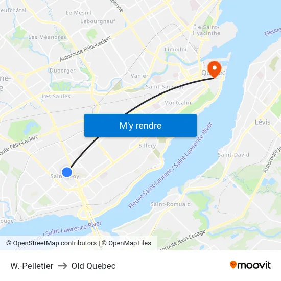 W.-Pelletier to Old Quebec map