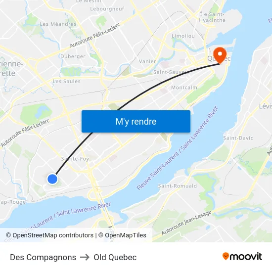 Des Compagnons to Old Quebec map