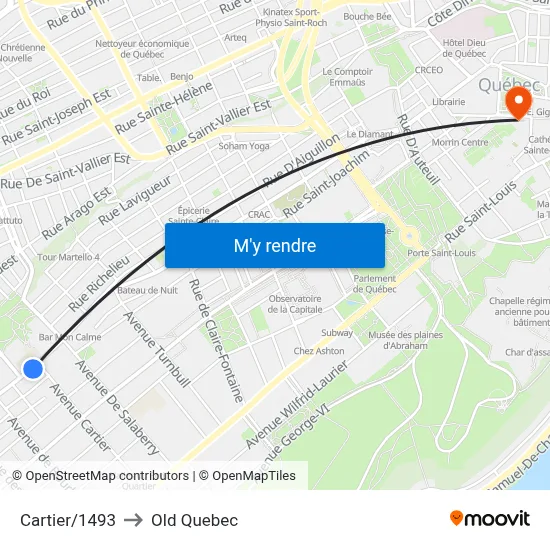 Cartier/1493 to Old Quebec map