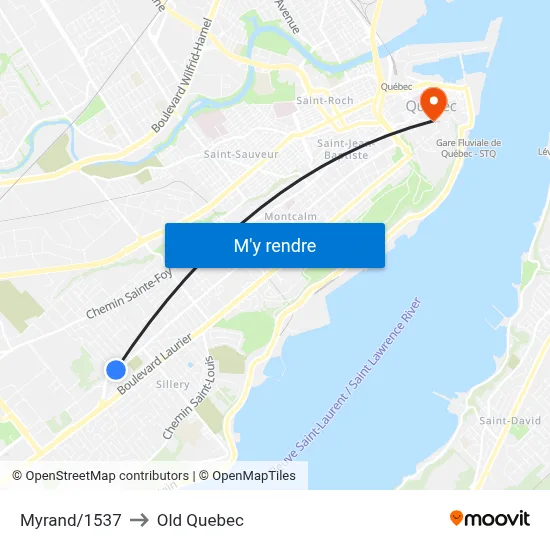 Myrand/1537 to Old Quebec map