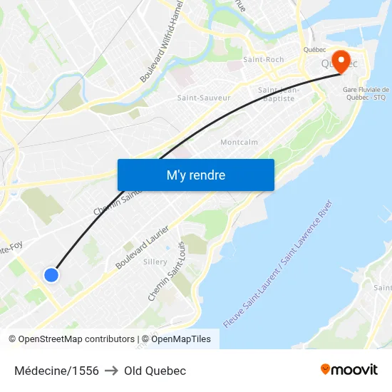 Médecine/1556 to Old Quebec map