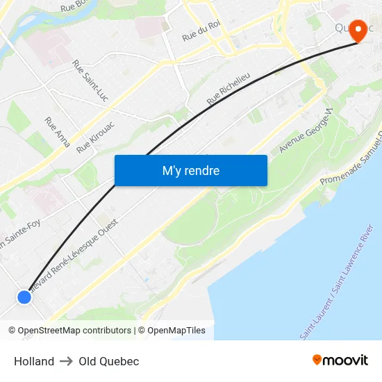 Holland to Old Quebec map