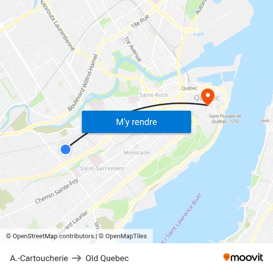 A.-Cartoucherie to Old Quebec map