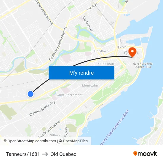Tanneurs/1681 to Old Quebec map