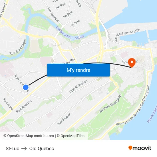 St-Luc to Old Quebec map