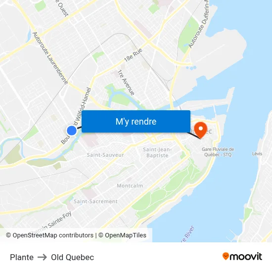 Plante to Old Quebec map