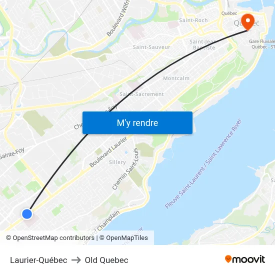 Laurier-Québec to Old Quebec map