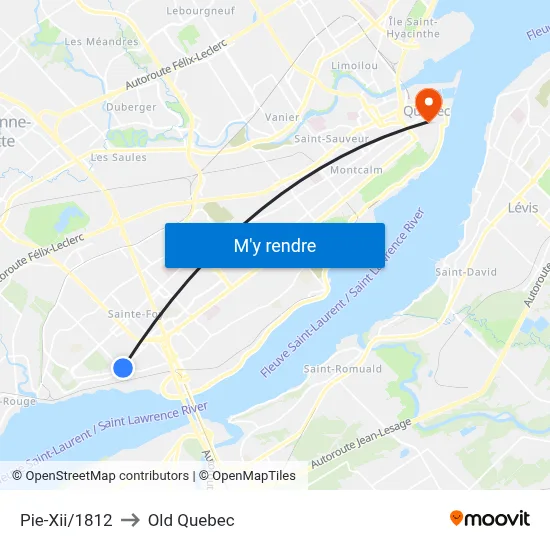 Pie-Xii/1812 to Old Quebec map