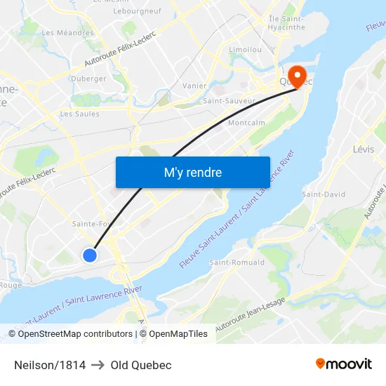 Neilson/1814 to Old Quebec map