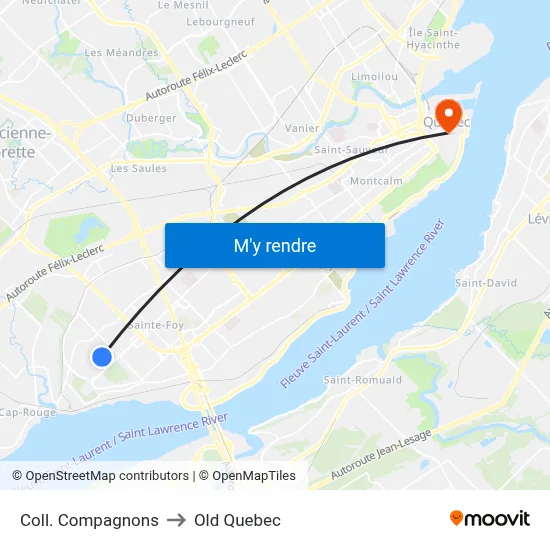 Coll. Compagnons to Old Quebec map
