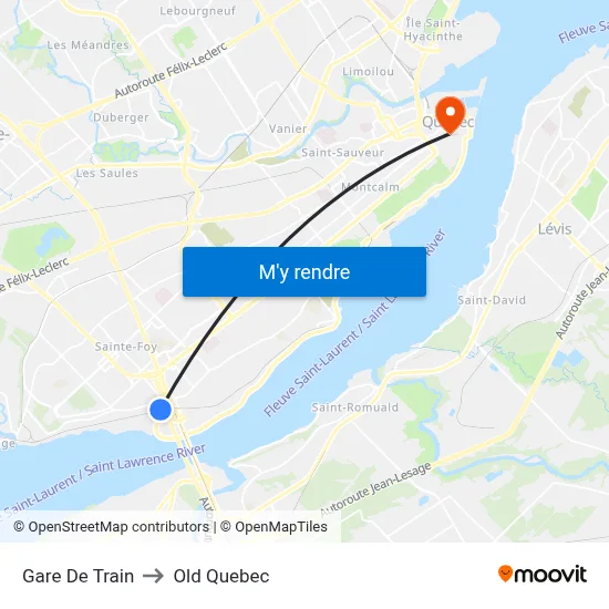 Gare De Train to Old Quebec map