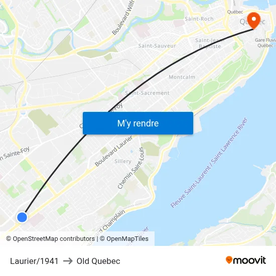 Laurier/1941 to Old Quebec map