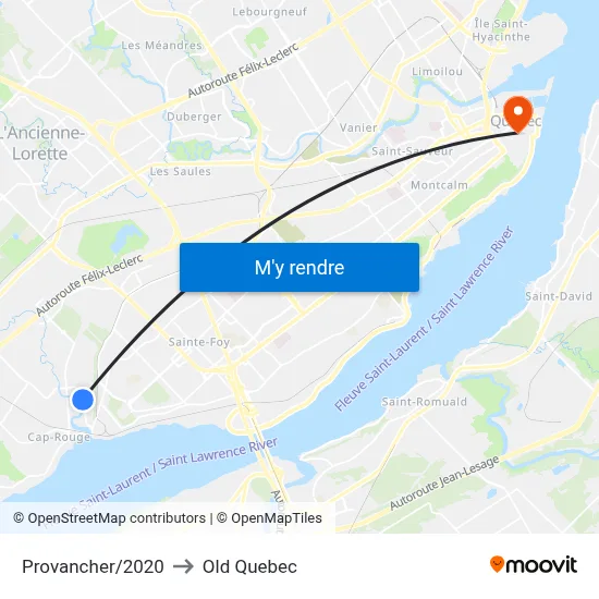 Provancher/2020 to Old Quebec map