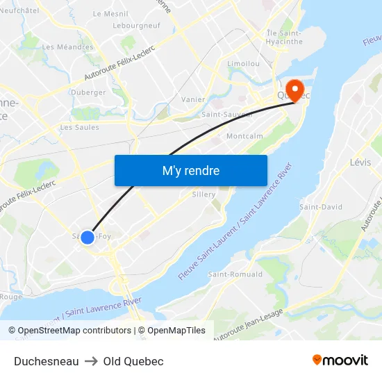 Duchesneau to Old Quebec map