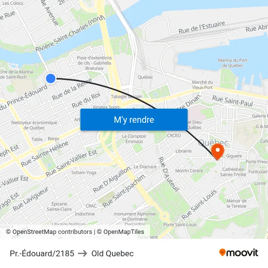 Pr.-Édouard/2185 to Old Quebec map