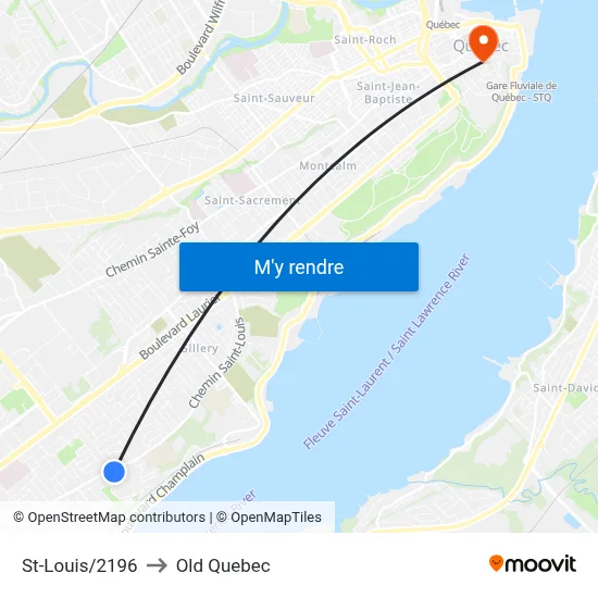 St-Louis/2196 to Old Quebec map