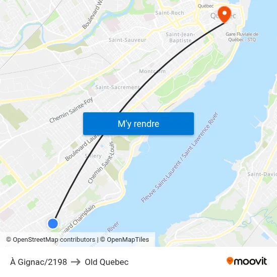 À Gignac/2198 to Old Quebec map