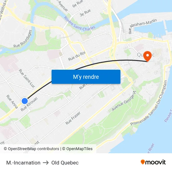 M.-Incarnation to Old Quebec map