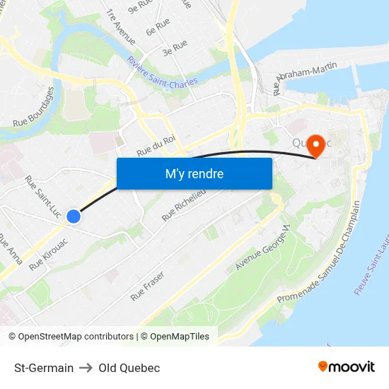 St-Germain to Old Quebec map