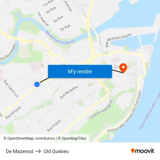 De Mazenod to Old Quebec map